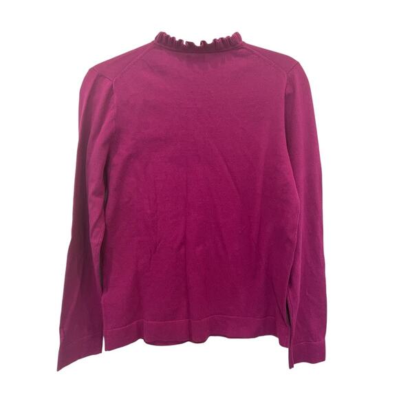 J. Crew Magenta Ruffle Button Sweater Size Medium NWOT - Picture 3 of 6